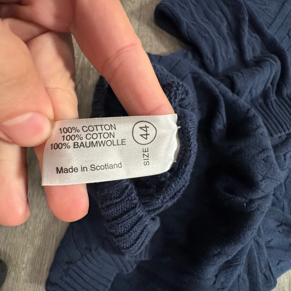 Peter Scott Sweater Mens‎ 44 Large Cotton Cable Knit Scotland Vintage Pullover